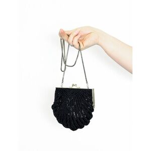 Vintage 80’s | Heavily Beaded Embroidered Scalloped Cocktail Seashell Bag